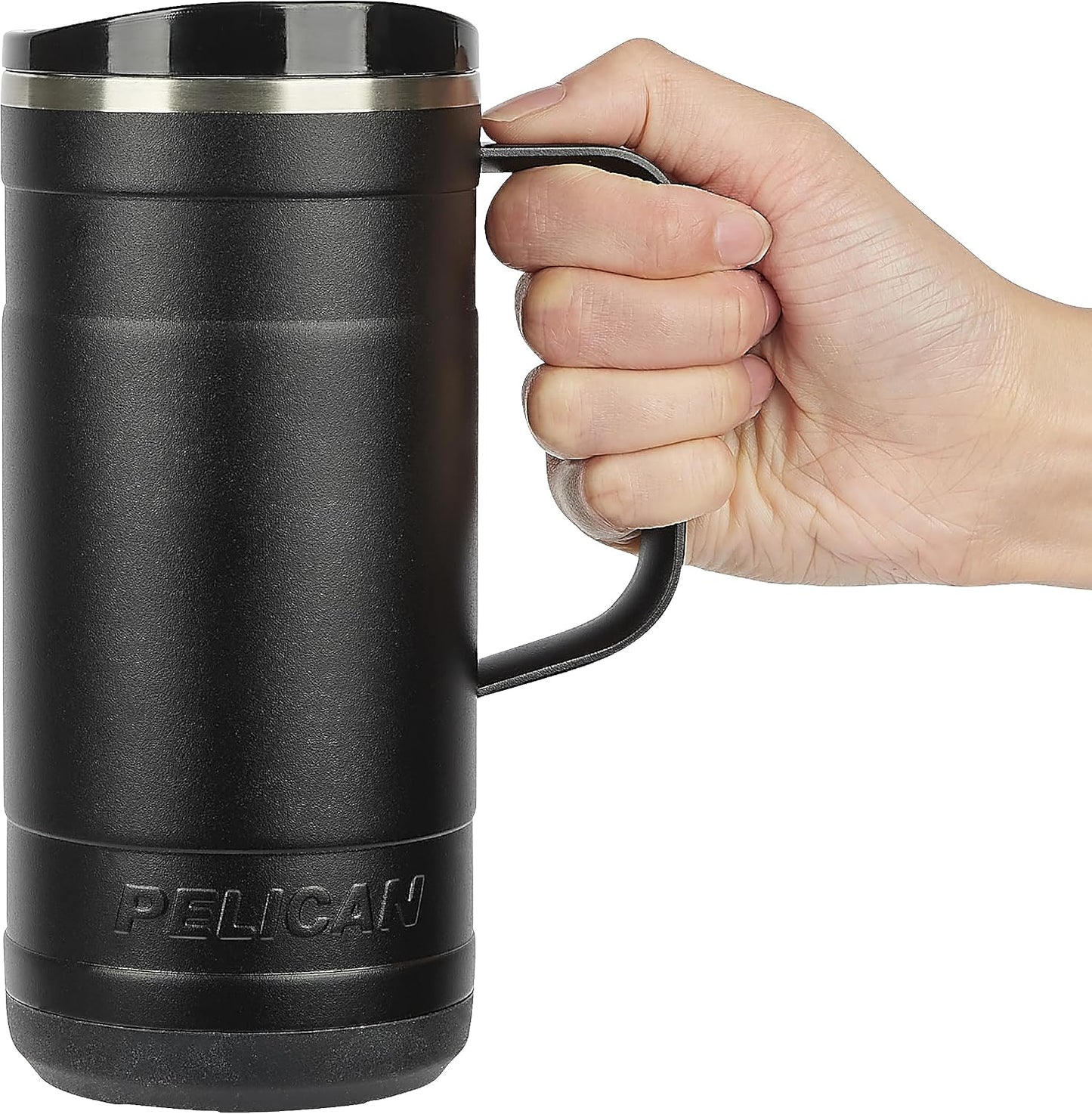 Pelican Ridge™ 18 oz Vacuum Insulated Tumbler - Recycled Stainless Steel Double Wall Travel with Dual Lid, Powder Coated Insulated Coffee Mug For Hot Cold Drinks, Jet Black