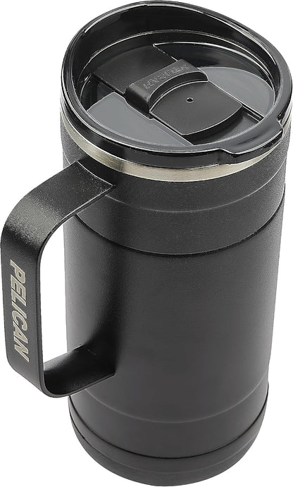 Pelican Ridge™ 18 oz Vacuum Insulated Tumbler - Recycled Stainless Steel Double Wall Travel with Dual Lid, Powder Coated Insulated Coffee Mug For Hot Cold Drinks, Jet Black
