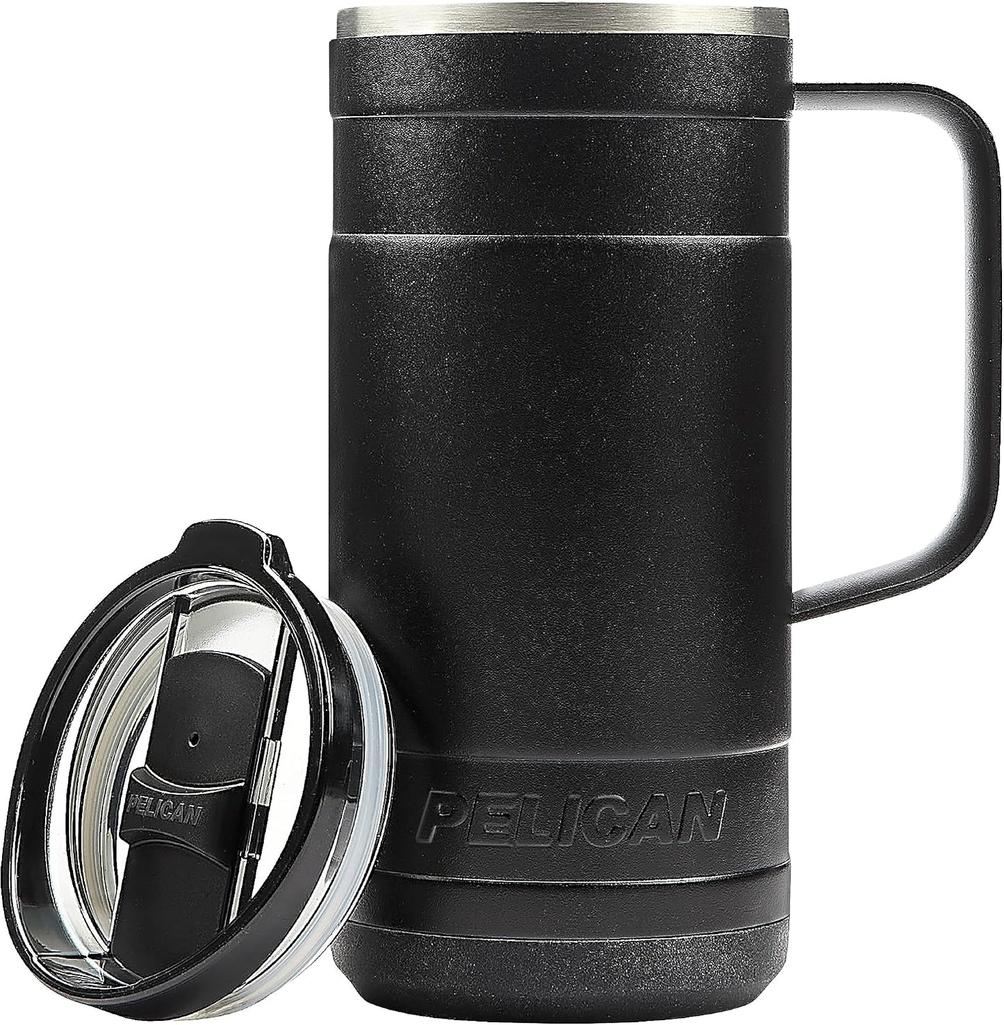 Pelican Ridge™ 18 oz Vacuum Insulated Tumbler - Recycled Stainless Steel Double Wall Travel with Dual Lid, Powder Coated Insulated Coffee Mug For Hot Cold Drinks, Jet Black