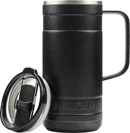 Pelican Ridge™ 18 oz Vacuum Insulated Tumbler - Recycled Stainless Steel Double Wall Travel with Dual Lid, Powder Coated Insulated Coffee Mug For Hot Cold Drinks, Jet Black