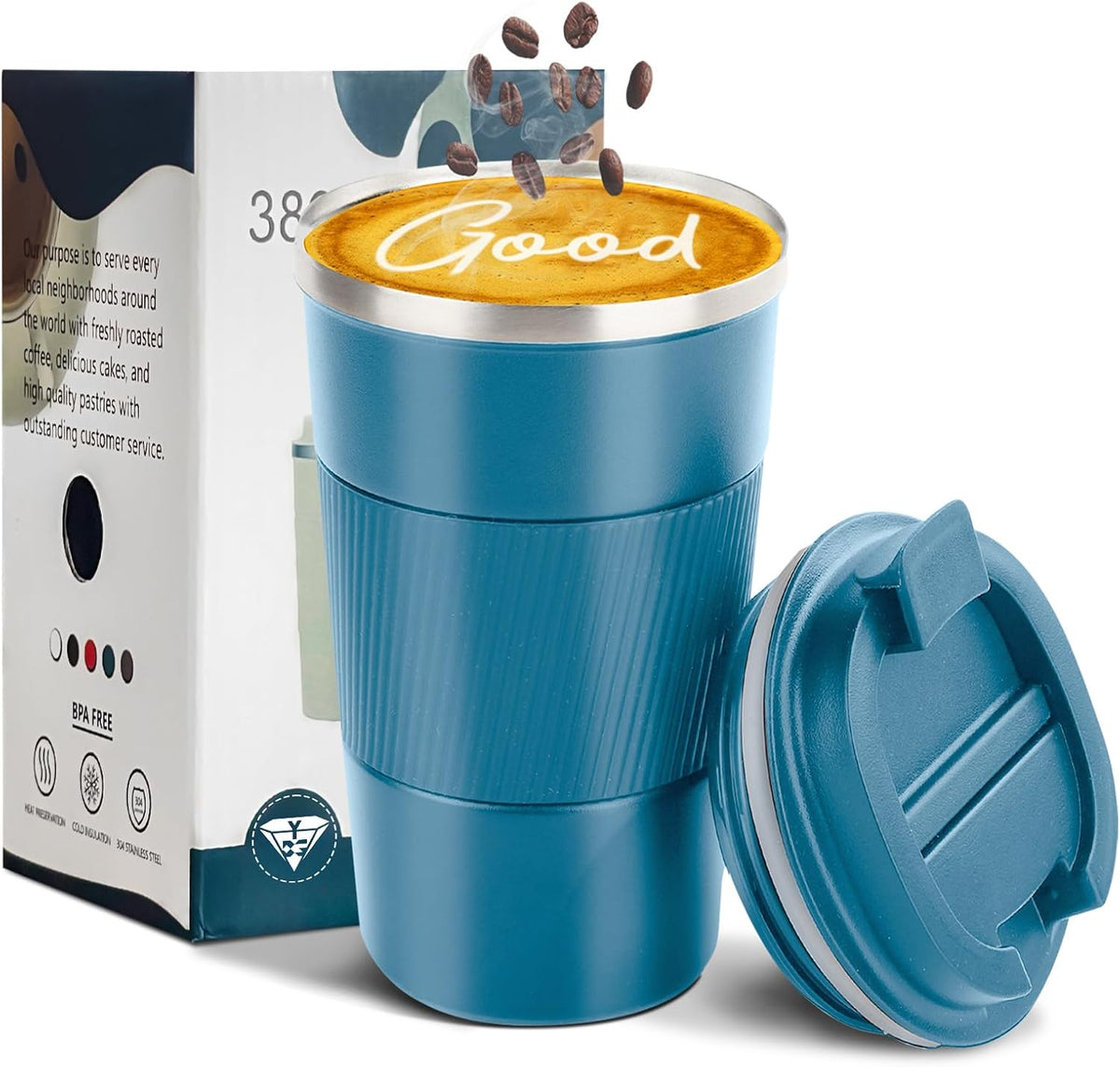 Insulated Travel Coffee Mug, Stainless Steel Coffee Cup with Leakproof Lid | Double-wall insulation keeps drinks hot or cold for hours, with a leakproof lid and portable stainless steel design