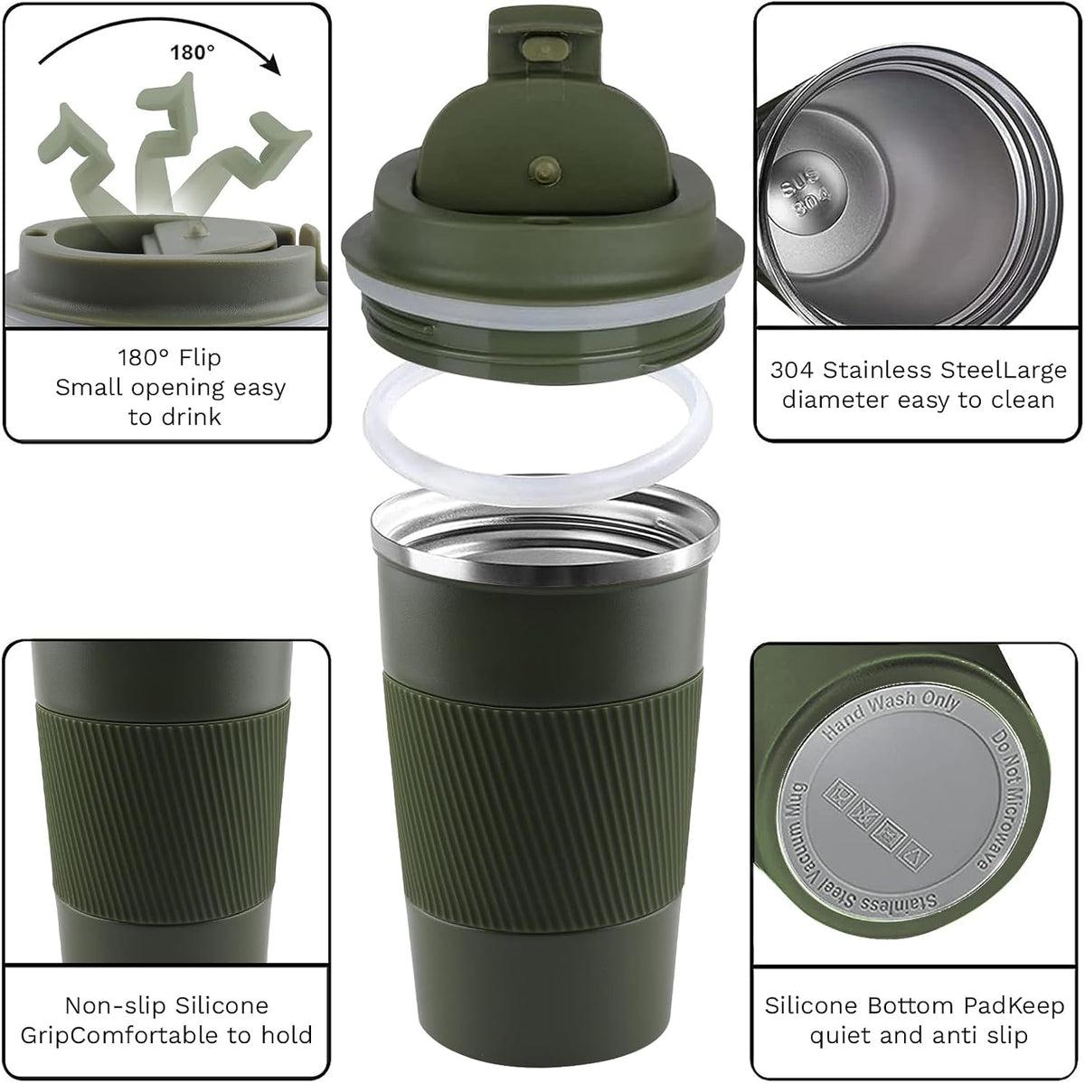 Insulated Travel Coffee Mug, Stainless Steel Coffee Cup with Leakproof Lid | Double-wall insulation keeps drinks hot or cold for hours, with a leakproof lid and portable stainless steel design