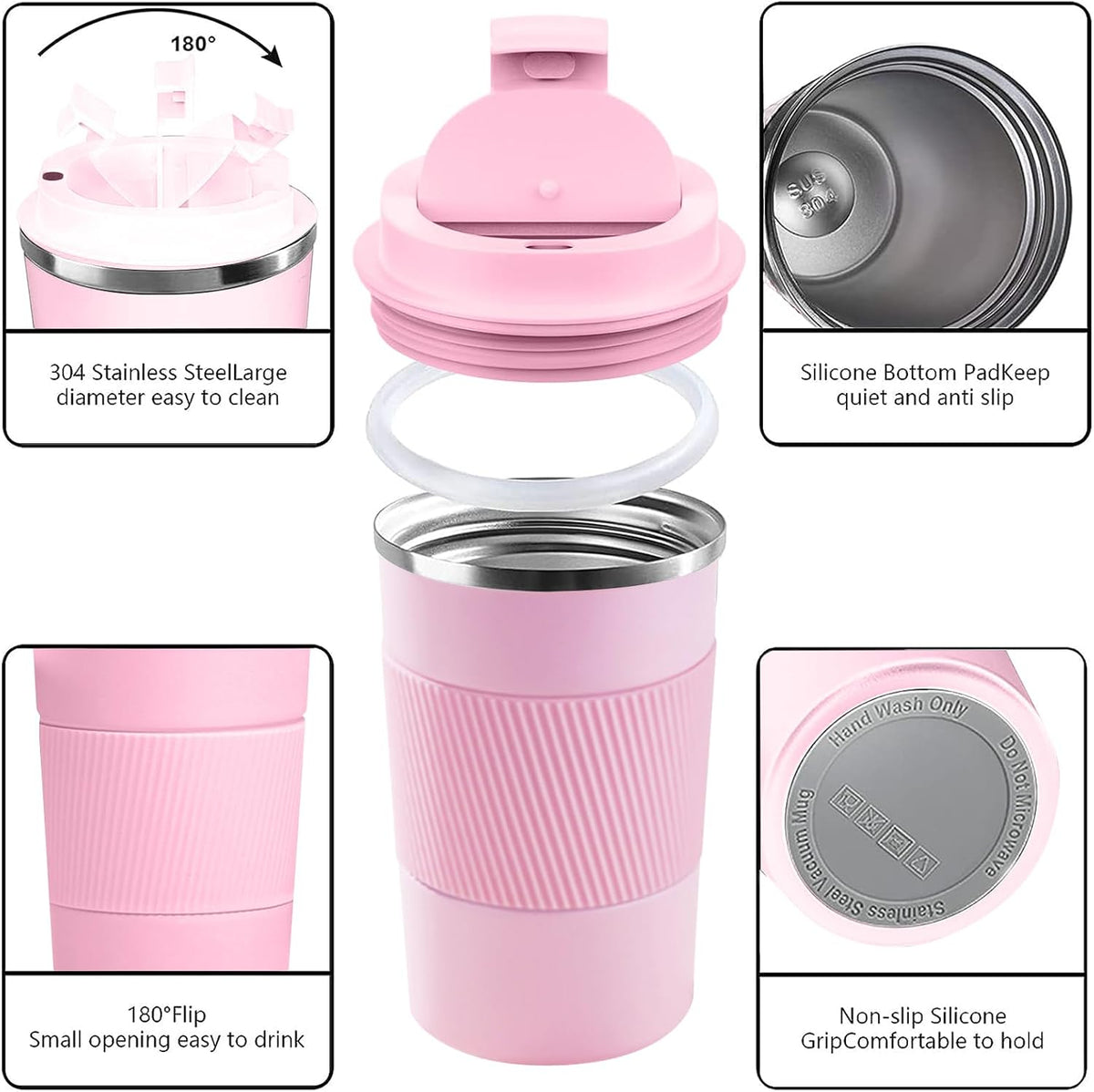Insulated Travel Coffee Mug, Stainless Steel Coffee Cup with Leakproof Lid | Double-wall insulation keeps drinks hot or cold for hours, with a leakproof lid and portable stainless steel design