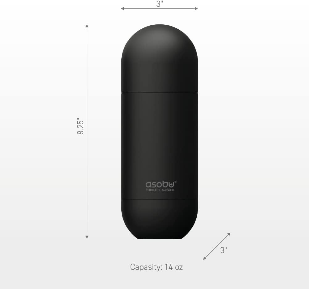Capsule Bottle Stainless Steel Double Wall Insulated Travel Water Bottle – Lid Doubles as a Cup 14 Ounce (Silver)