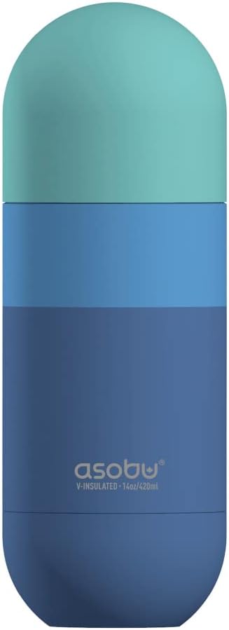 Capsule Bottle Stainless Steel Double Wall Insulated Travel Water Bottle – Lid Doubles as a Cup 14 Ounce (Silver)