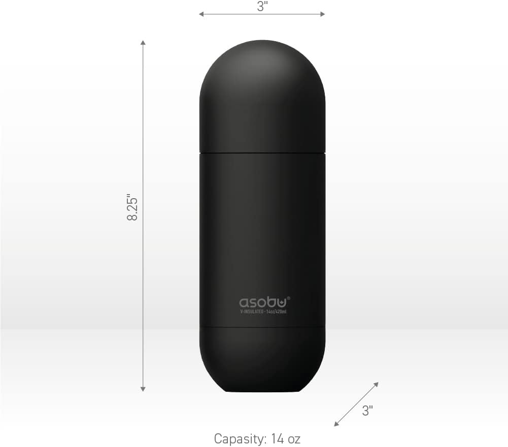 Capsule Bottle Stainless Steel Double Wall Insulated Travel Water Bottle – Lid Doubles as a Cup 14 Ounce (Silver)