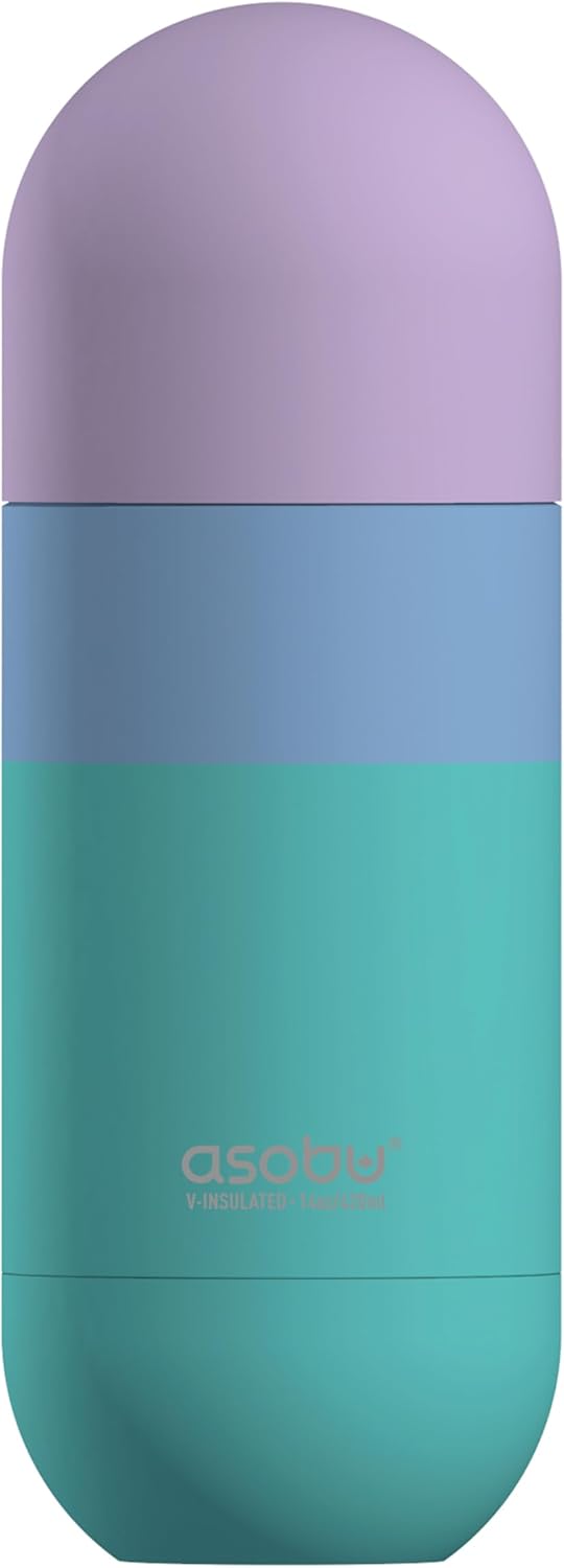 Capsule Bottle Stainless Steel Double Wall Insulated Travel Water Bottle – Lid Doubles as a Cup 14 Ounce (Silver)