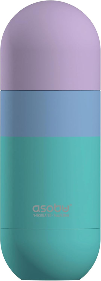 Capsule Bottle Stainless Steel Double Wall Insulated Travel Water Bottle – Lid Doubles as a Cup 14 Ounce (Silver)