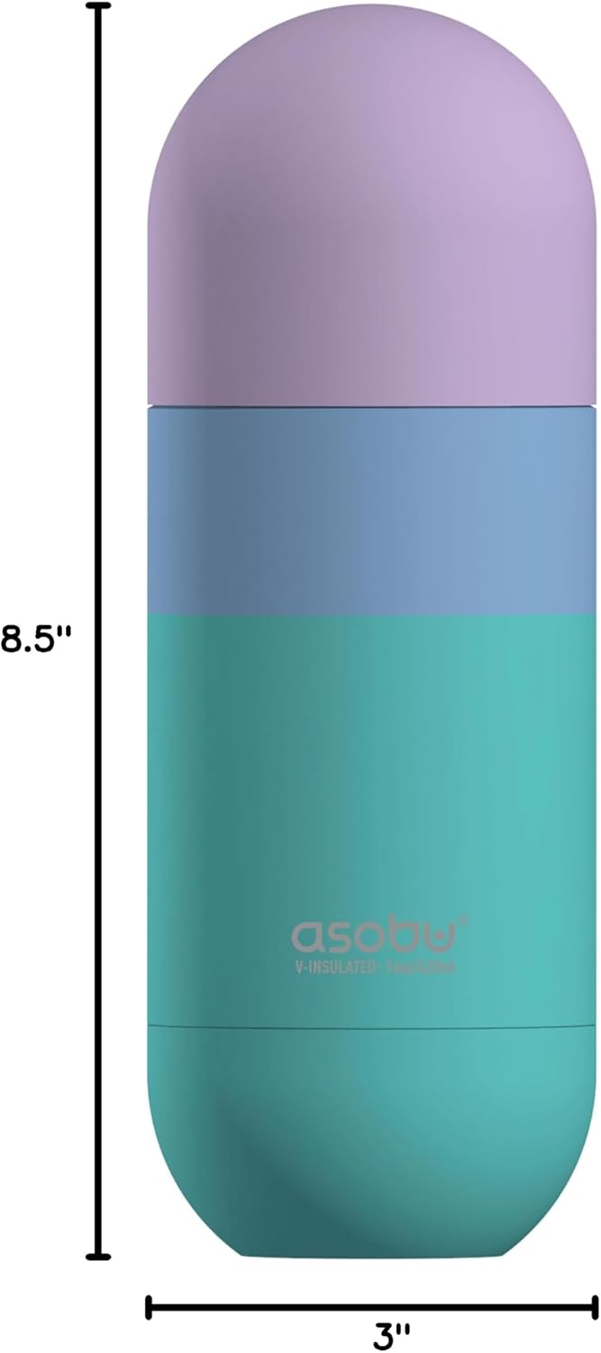 Capsule Bottle Stainless Steel Double Wall Insulated Travel Water Bottle – Lid Doubles as a Cup 14 Ounce (Silver)