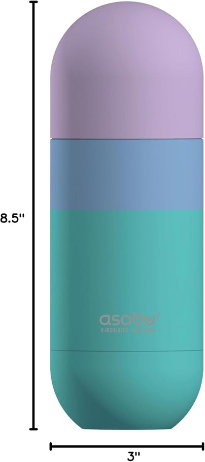 Capsule Bottle Stainless Steel Double Wall Insulated Travel Water Bottle – Lid Doubles as a Cup 14 Ounce (Silver)