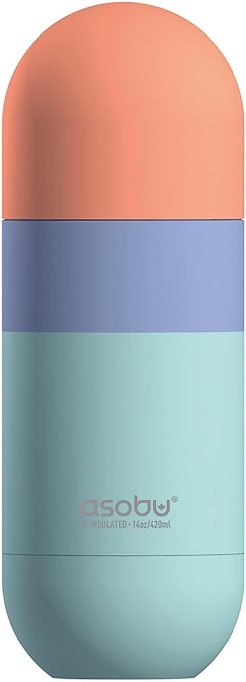 Capsule Bottle Stainless Steel Double Wall Insulated Travel Water Bottle – Lid Doubles as a Cup 14 Ounce (Silver)