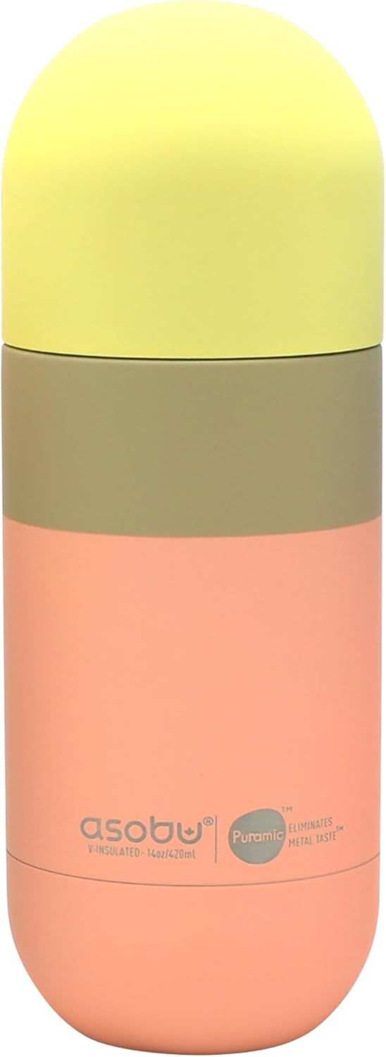 Capsule Bottle Stainless Steel Double Wall Insulated Travel Water Bottle – Lid Doubles as a Cup 14 Ounce (Silver)