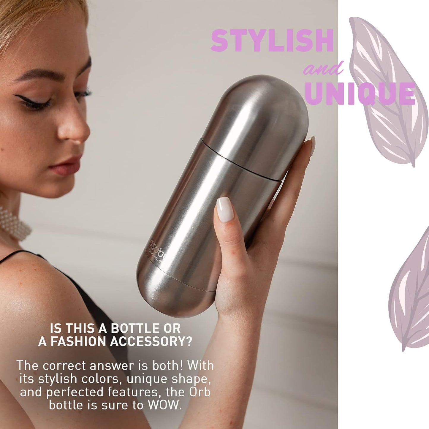 Capsule Bottle Stainless Steel Double Wall Insulated Travel Water Bottle – Lid Doubles as a Cup 14 Ounce (Silver)