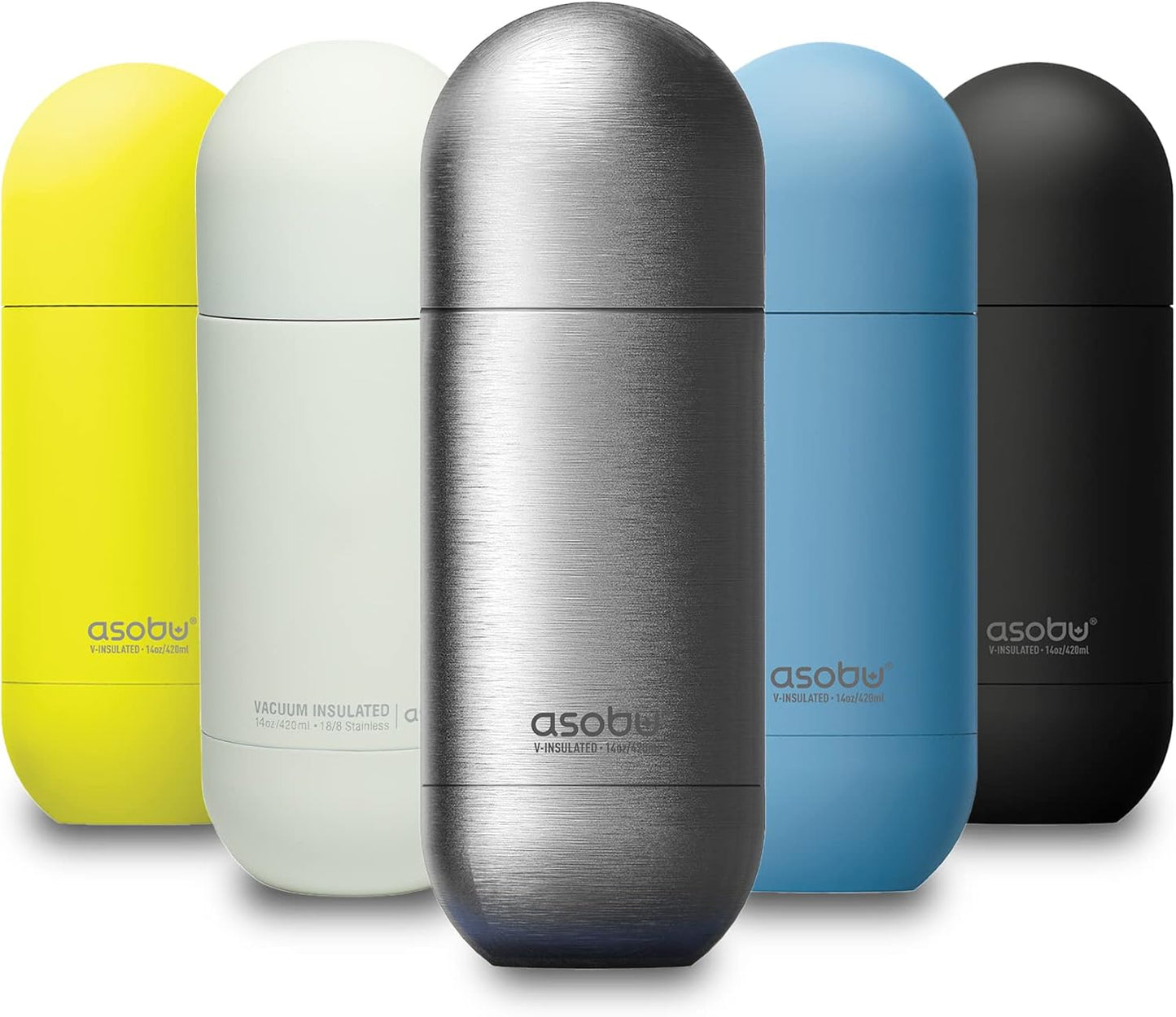 Capsule Bottle Stainless Steel Double Wall Insulated Travel Water Bottle – Lid Doubles as a Cup 14 Ounce (Silver)