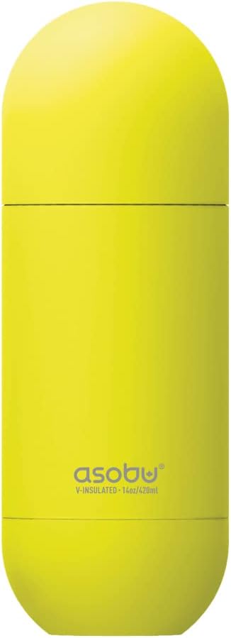 Capsule Bottle Stainless Steel Double Wall Insulated Travel Water Bottle – Lid Doubles as a Cup 14 Ounce (Silver)