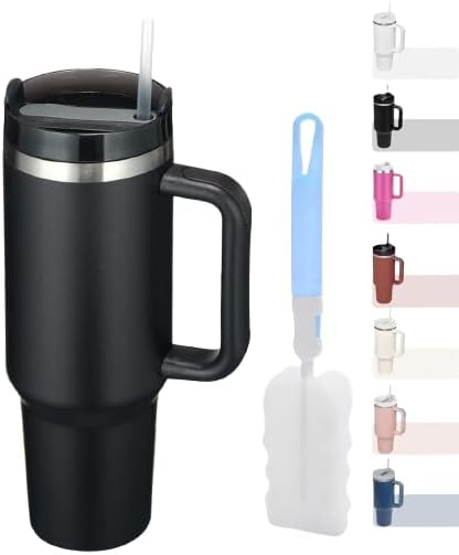 40 oz Tumbler with Handle and Straw | Insulated Stainless Steel Travel Mug with Leak Proof Lid | Cup Holder Friendly | BPA Free | Keeps Cold 12 Hours Hot 8 Hours