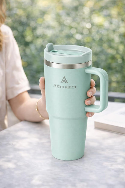 40 oz Tumbler with Handle and Straw | Insulated Stainless Steel Travel Mug with Leak Proof Lid | Cup Holder Friendly | BPA Free | Keeps Cold 12 Hours Hot 8 Hours