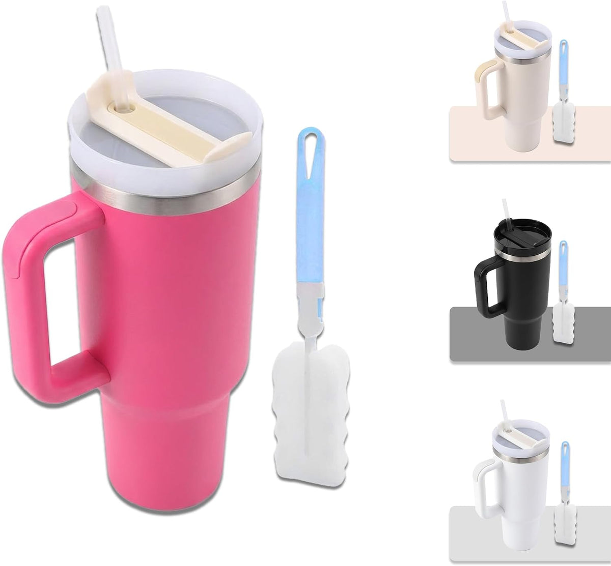 40 oz Tumbler with Handle and Straw | Insulated Stainless Steel Travel Mug with Leak Proof Lid | Cup Holder Friendly | BPA Free | Keeps Cold 12 Hours Hot 8 Hours