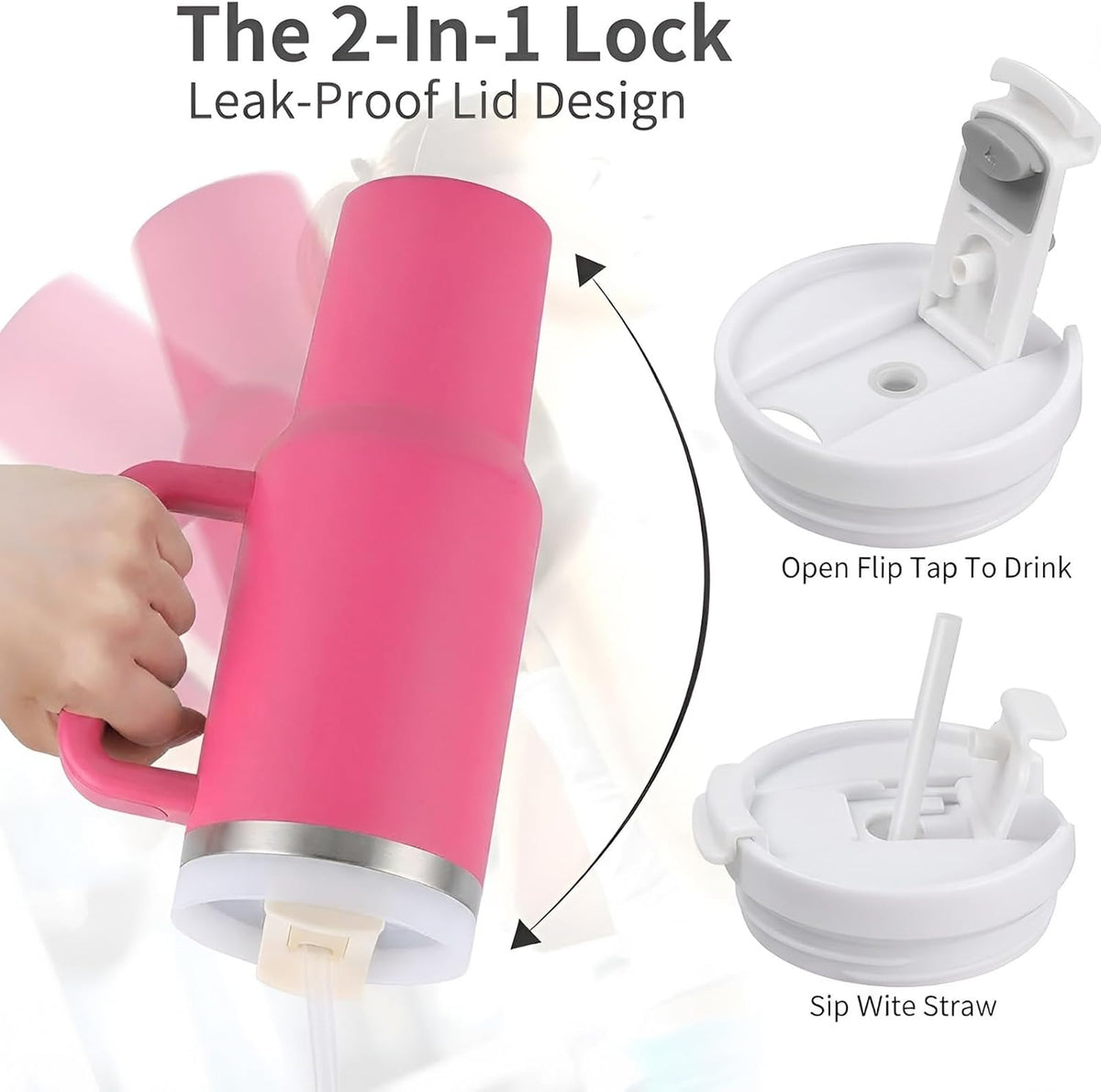 40 oz Tumbler with Handle and Straw | Insulated Stainless Steel Travel Mug with Leak Proof Lid | Cup Holder Friendly | BPA Free | Keeps Cold 12 Hours Hot 8 Hours
