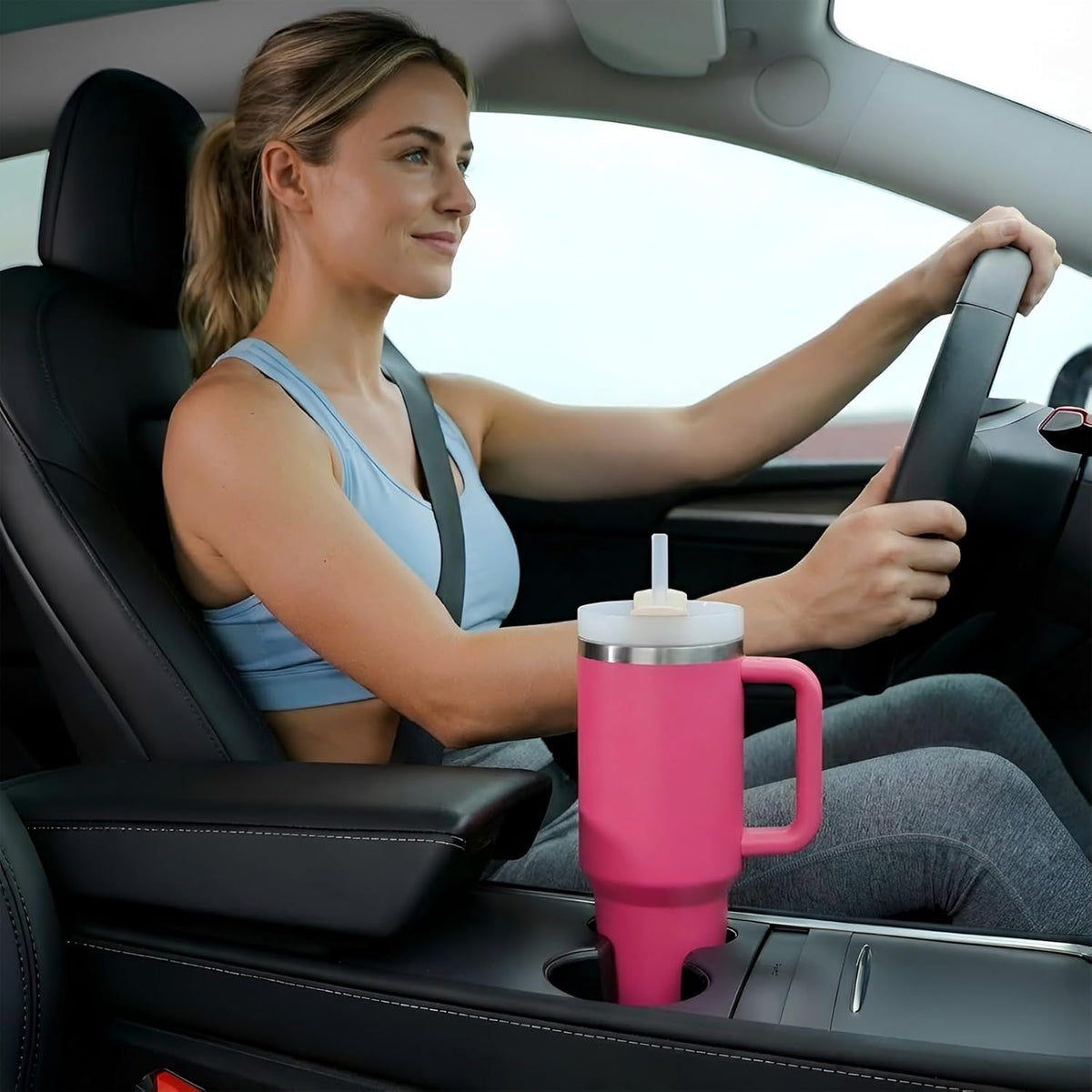40 oz Tumbler with Handle and Straw | Insulated Stainless Steel Travel Mug with Leak Proof Lid | Cup Holder Friendly | BPA Free | Keeps Cold 12 Hours Hot 8 Hours