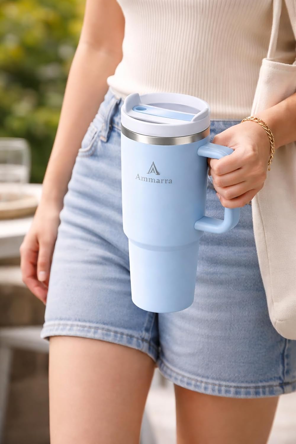 40 oz Tumbler with Handle and Straw | Insulated Stainless Steel Travel Mug with Leak Proof Lid | Cup Holder Friendly | BPA Free | Keeps Cold 12 Hours Hot 8 Hours