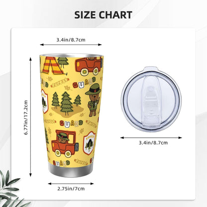 Forest Guard,Car TentTrees for 20oz Car Cup Holder, Insulated Coffee Mug with Lid and Handle, Leak-Proof Spill Proof Travel Tumbler for Vehicle, Fits Most Auto Cup Holders