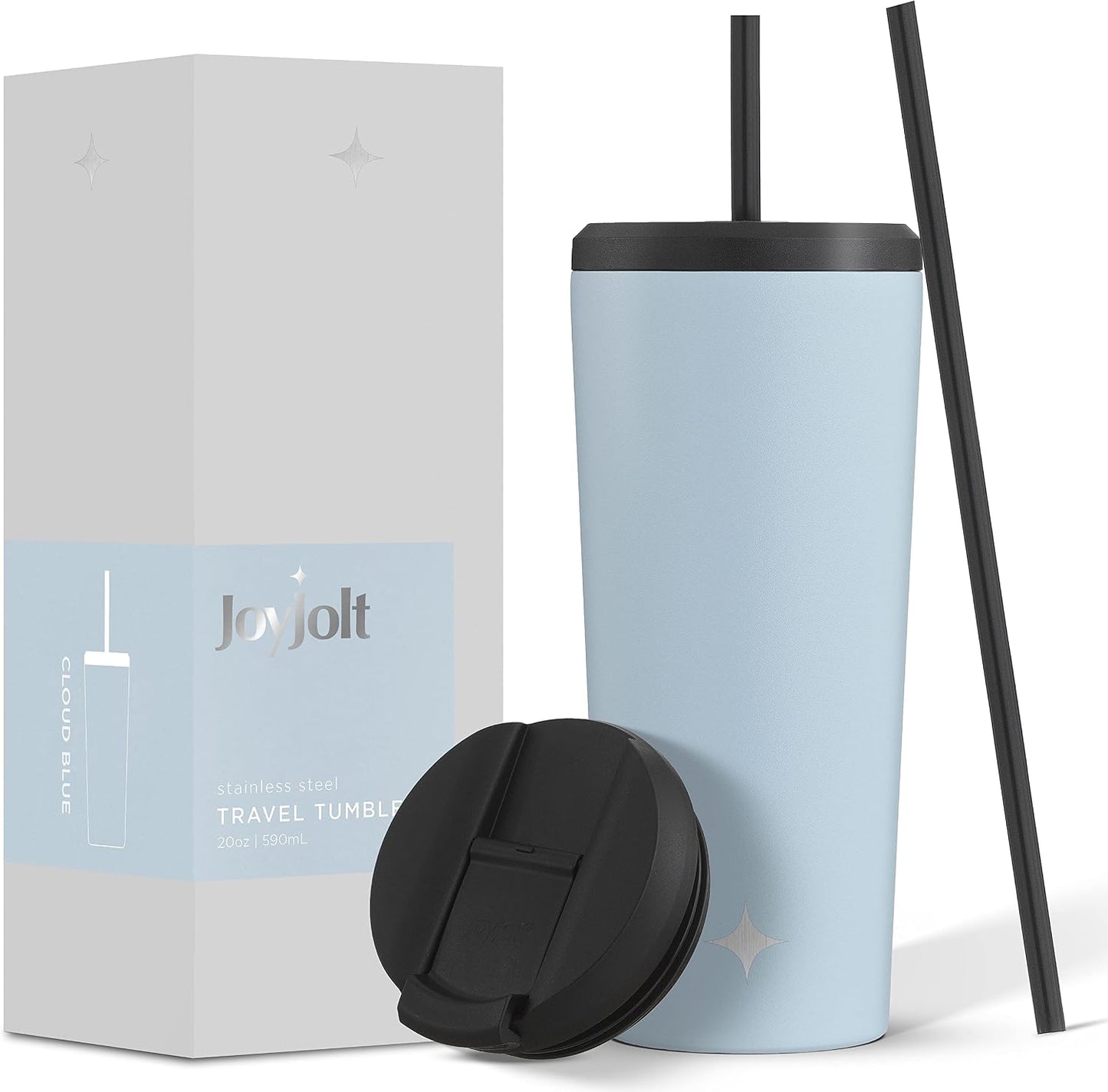 Triple Insulated 20oz Tumbler with Lid and Straw (2 Each) Vacuum Double Wall Stainless Steel Tumbler, Copper Lined for 12Hr Hold/Cold Drinks. Leakproof Water Bottle, Tea or Iced Coffee Cup