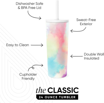 Iced Coffee Tumbler, Insulated | 24oz | Tie Dye