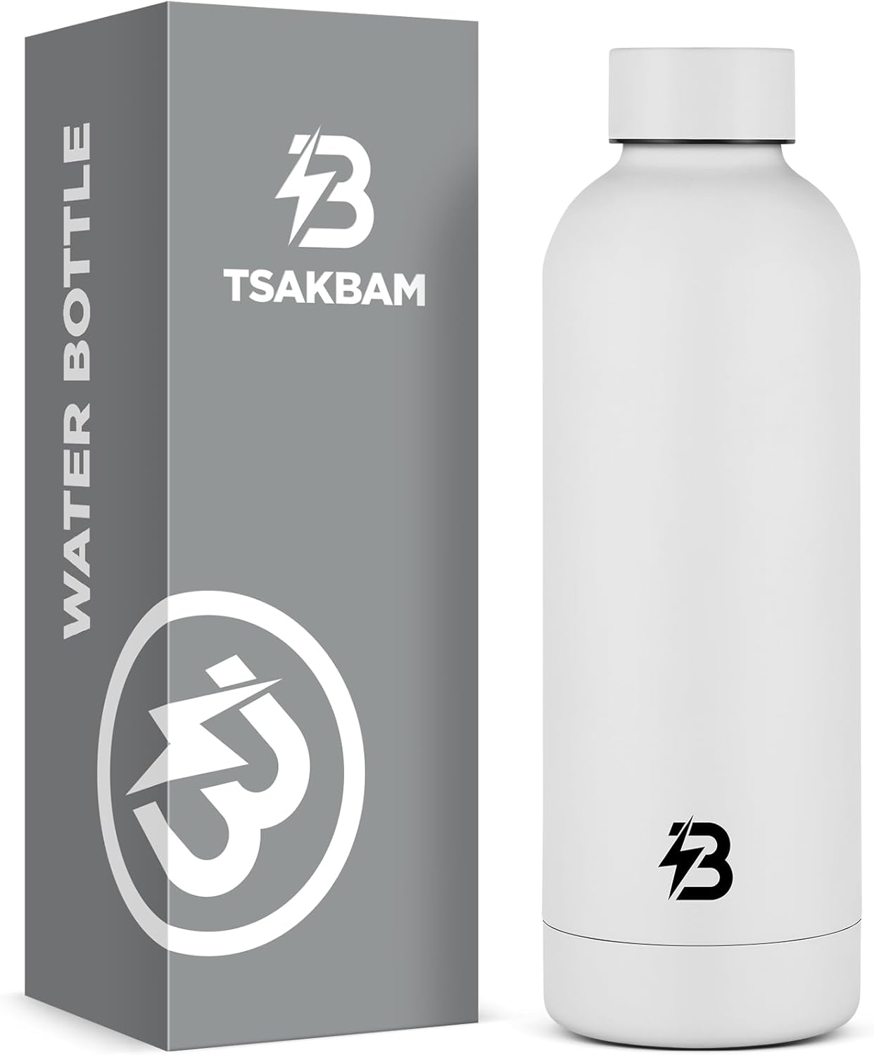 Stainless Steel Insulated Water Bottle no straw for Travel, Gym, 25oz, White