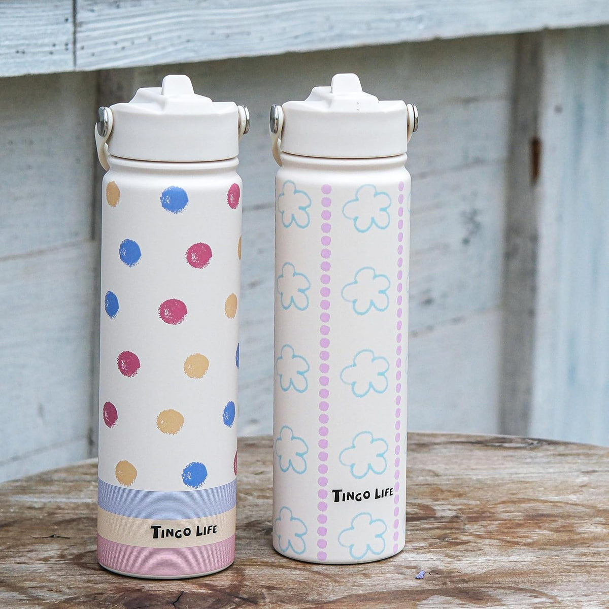 25oz Insulated Stainless Steel Aesthetic Cute Water Bottle - 2 Lids Included (Straw + Sport Handle), Leakproof BPA-Free, Dreamy Cream Cute Floral Design, Perfect Gym/Yoga/Office Companion