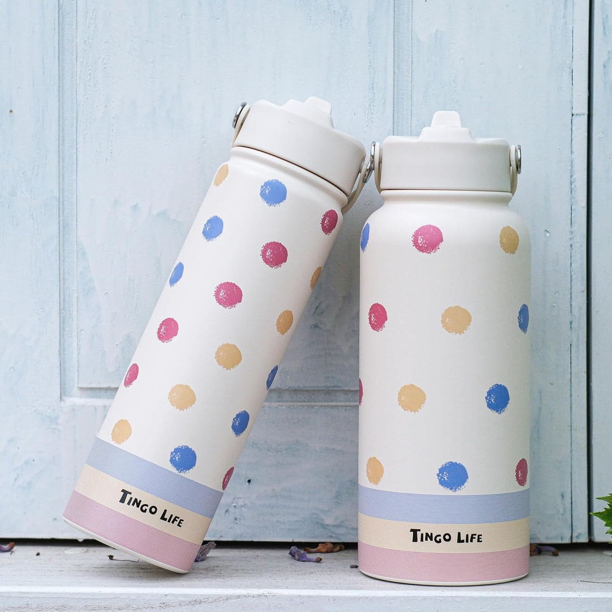 25oz Insulated Stainless Steel Aesthetic Cute Water Bottle - 2 Lids Included (Straw + Sport Handle), Leakproof BPA-Free, Dreamy Cream Cute Floral Design, Perfect Gym/Yoga/Office Companion