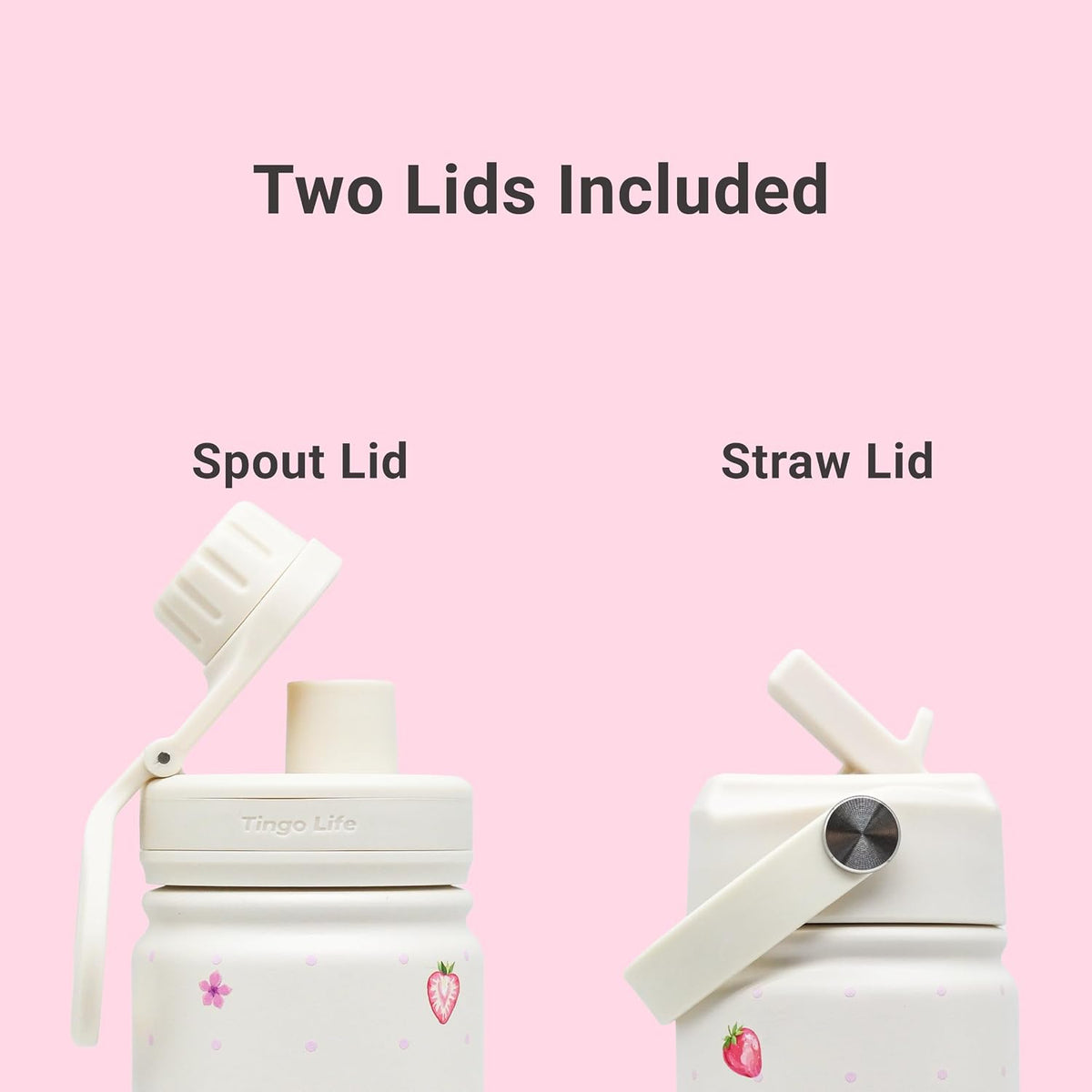 25oz Insulated Stainless Steel Aesthetic Cute Water Bottle - 2 Lids Included (Straw + Sport Handle), Leakproof BPA-Free, Dreamy Cream Cute Floral Design, Perfect Gym/Yoga/Office Companion
