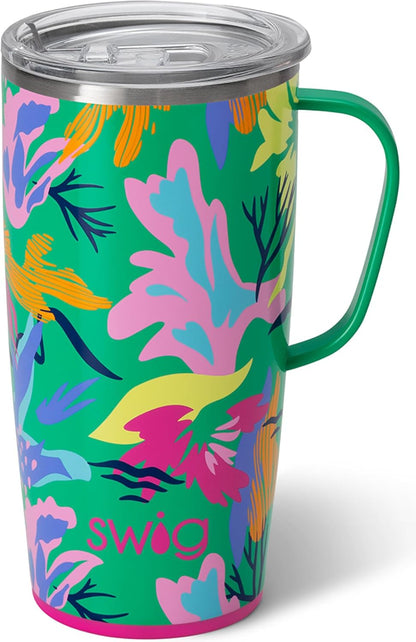 18oz Insulated Travel Mug with Handle & Lid, Primrose