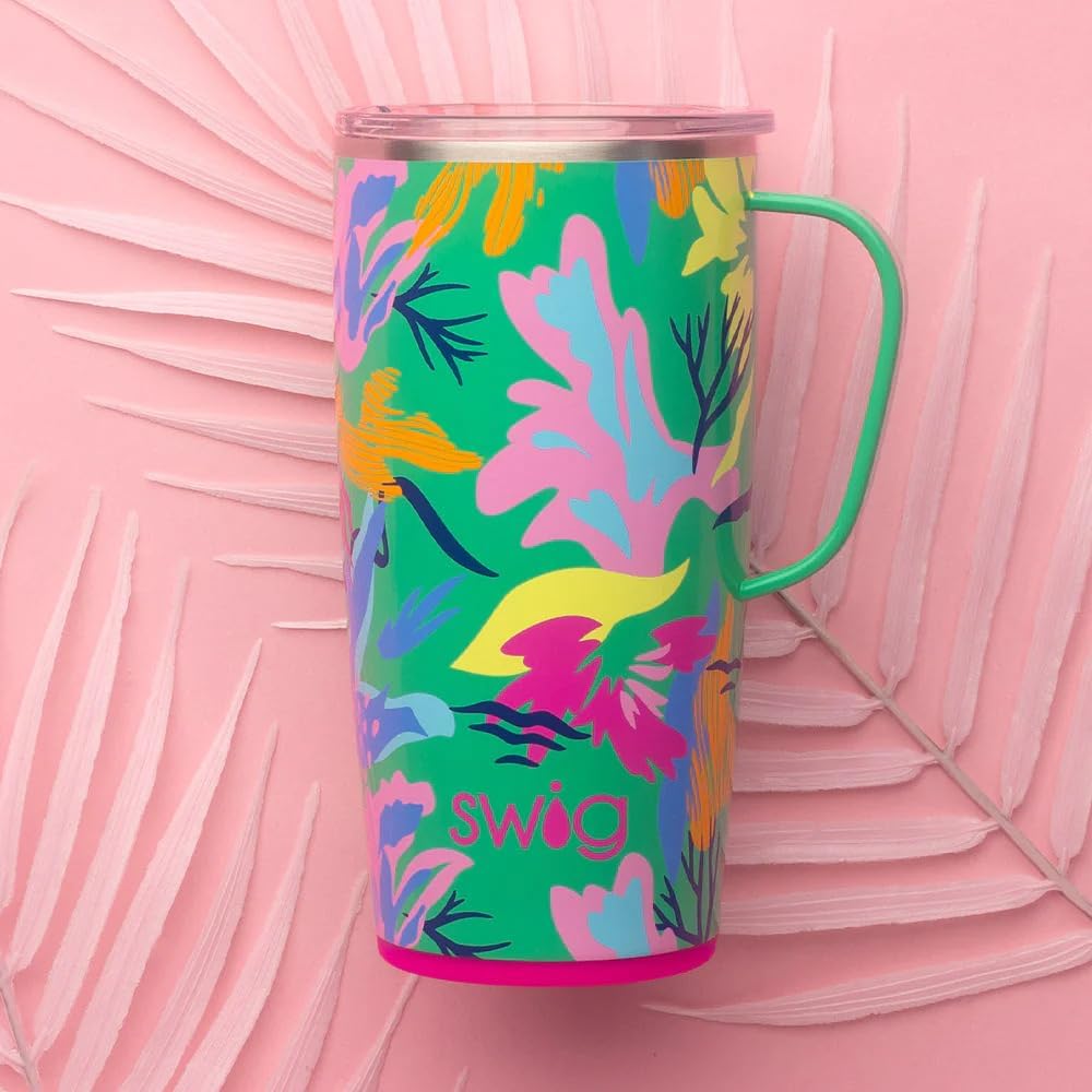 18oz Insulated Travel Mug with Handle & Lid, Primrose
