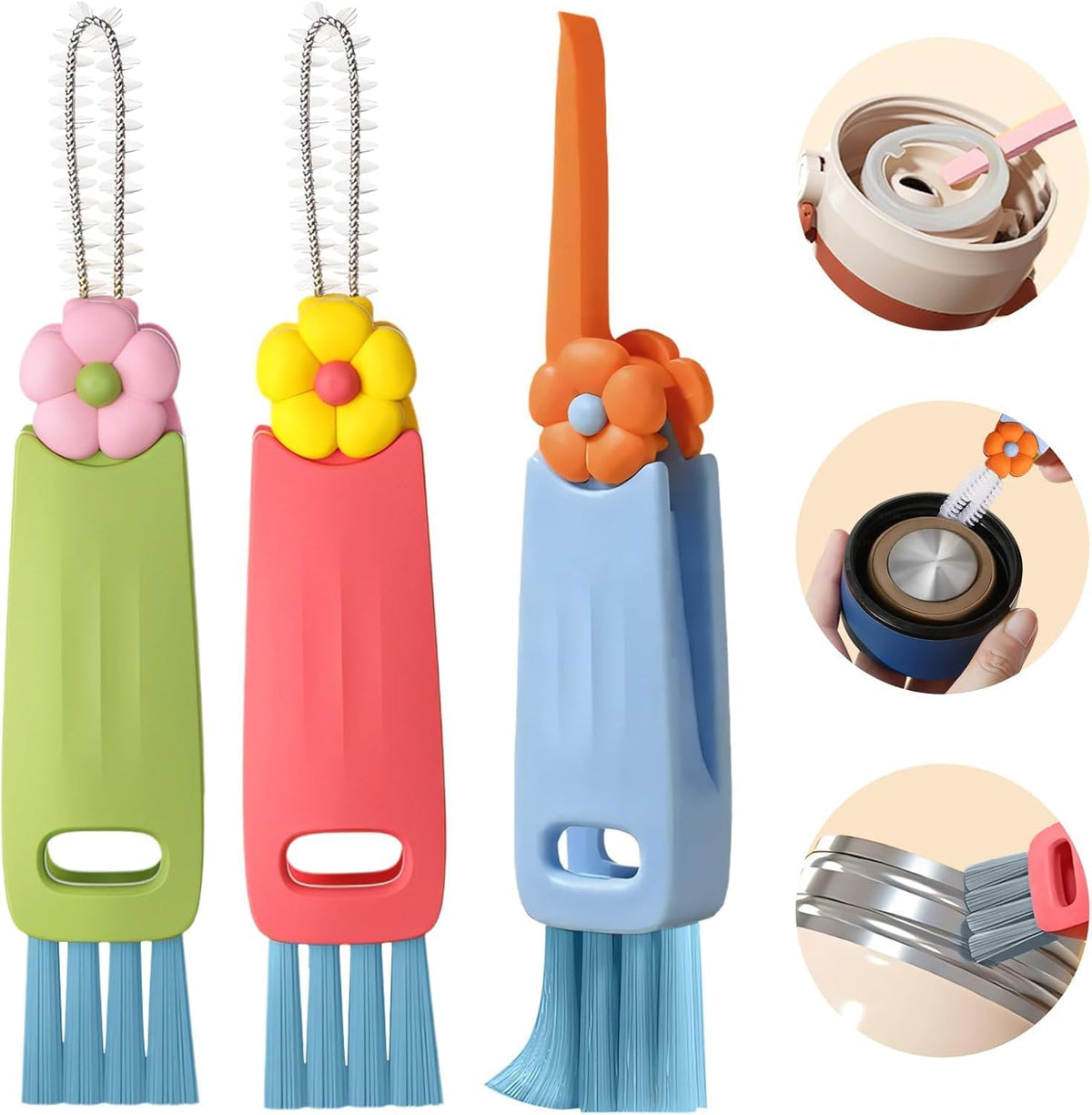 Water Bottle Cleaner, 3-in-1 Cup Lid Bottle Cleaning Brush Set