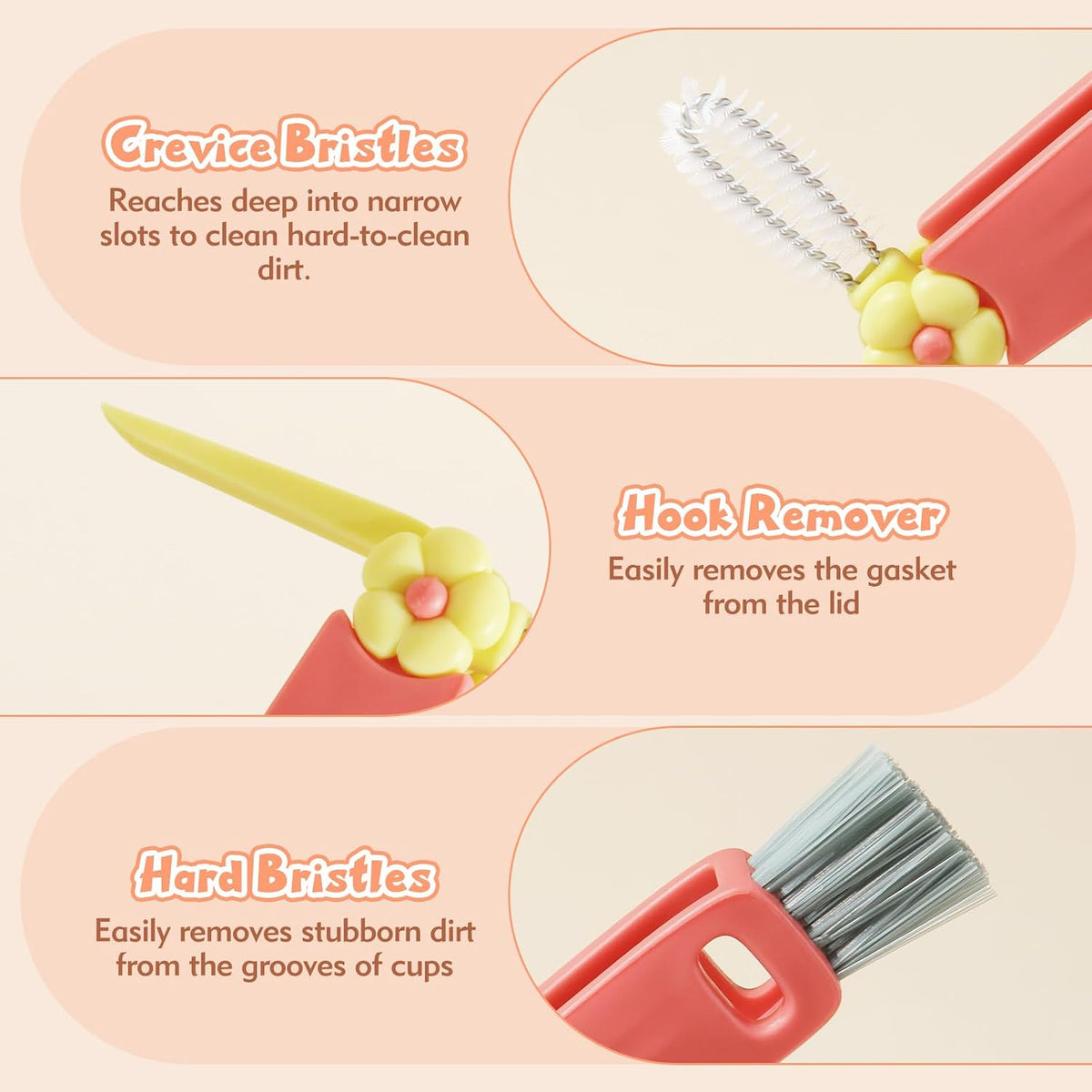 Water Bottle Cleaner, 3-in-1 Cup Lid Bottle Cleaning Brush Set