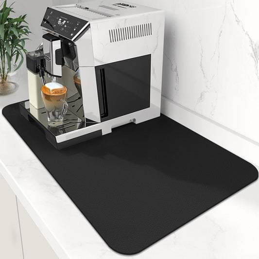 Coffee Mat Super Absorbent Dish Drying Mat Coffee Bar Mat 12"x 19", Black