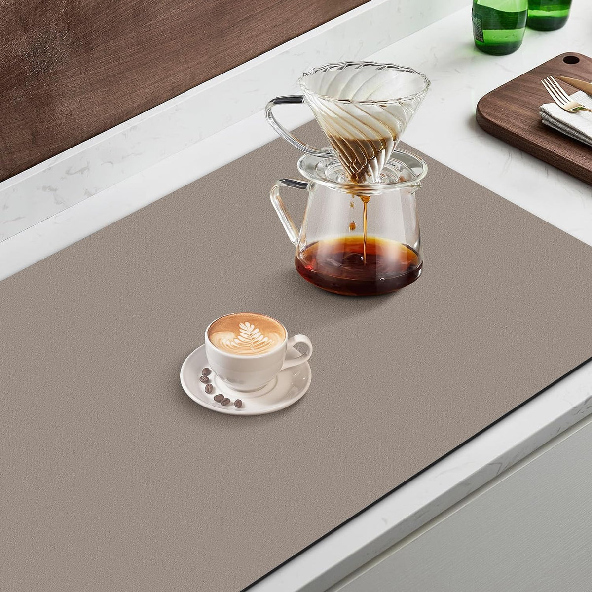 Coffee Mat Super Absorbent Dish Drying Mat Coffee Bar Mat 12"x 19", Black