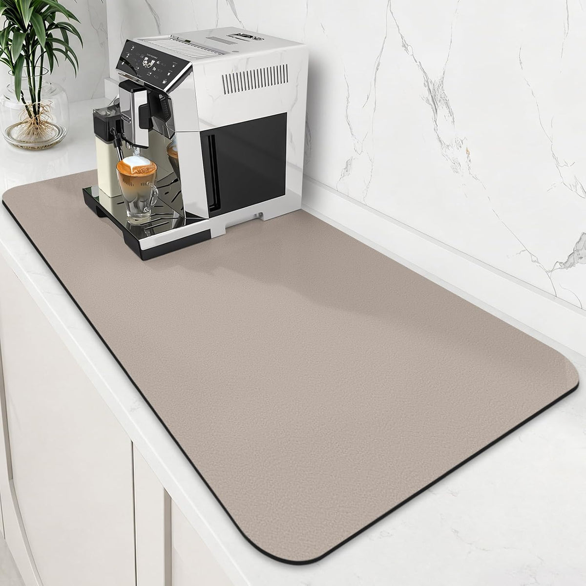 Coffee Mat Super Absorbent Dish Drying Mat Coffee Bar Mat 12"x 19", Black