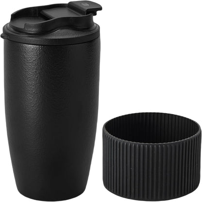 16oz Large Heavyweight Ceramic Travel Mug, Leakproof (Black) | 16oz Large Travel, Heavyweight Ceramic, Leakproof PP Lid, Silicone Sleeve, Microwave & Dishwasher Safe, Gift Ready