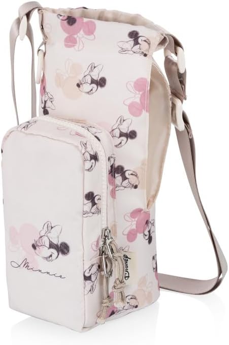 PICNIC TIME Disney Lilo & Stitch 40 oz Tumbler Tote, Insulated Crossbody Tumbler Bag with Strap and Phone Pocket, Fits Most Tumblers, Made from Recycled Materials, (White Blue Leaf Design)