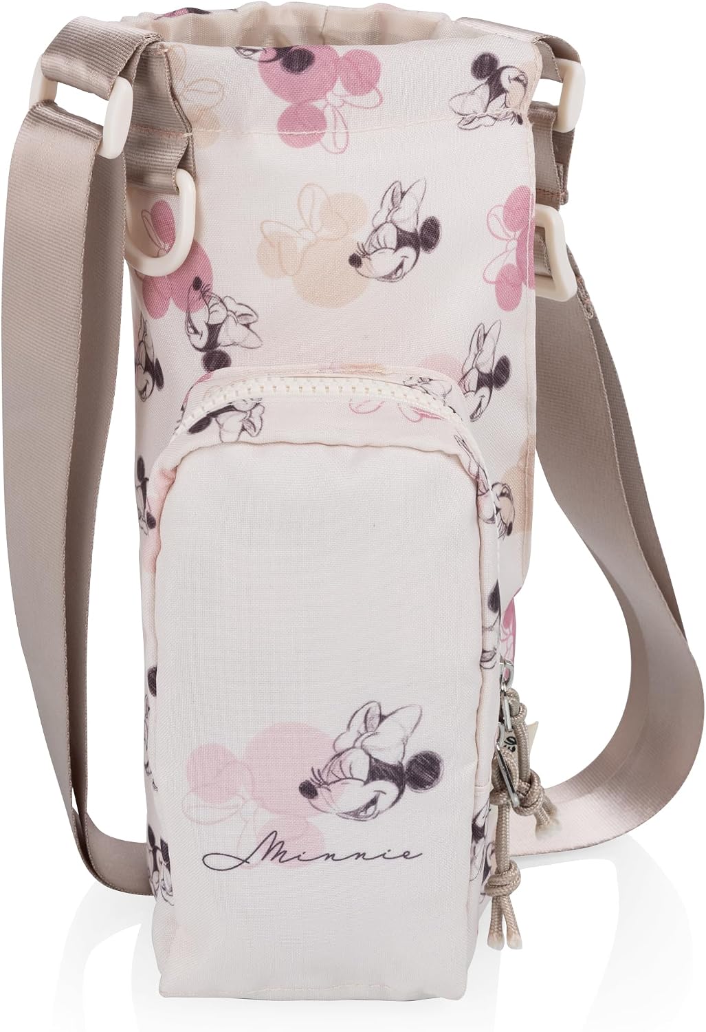 PICNIC TIME Disney Lilo & Stitch 40 oz Tumbler Tote, Insulated Crossbody Tumbler Bag with Strap and Phone Pocket, Fits Most Tumblers, Made from Recycled Materials, (White Blue Leaf Design)