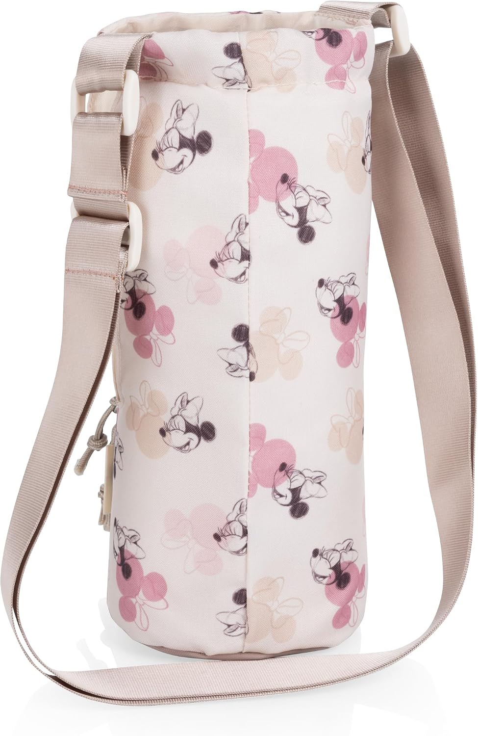 PICNIC TIME Disney Lilo & Stitch 40 oz Tumbler Tote, Insulated Crossbody Tumbler Bag with Strap and Phone Pocket, Fits Most Tumblers, Made from Recycled Materials, (White Blue Leaf Design)