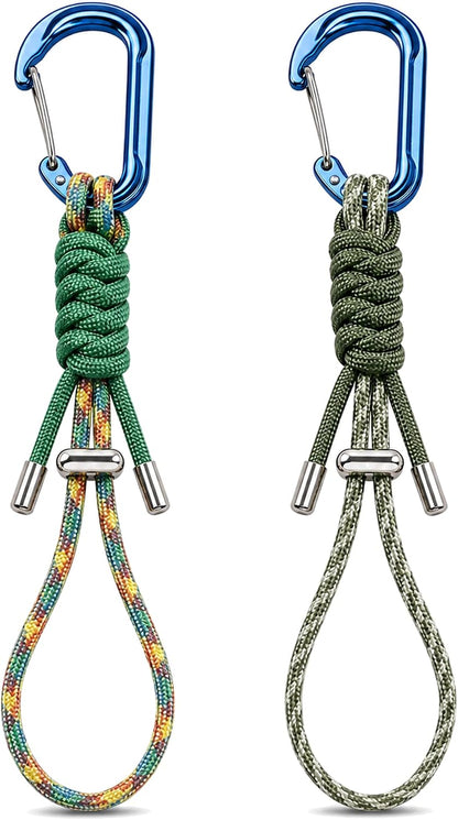 2 Pack Water Bottle Holder with Paracord Carabiner Clip, Adjustable Cinch Lanyard for Backpack Hiking Camping
