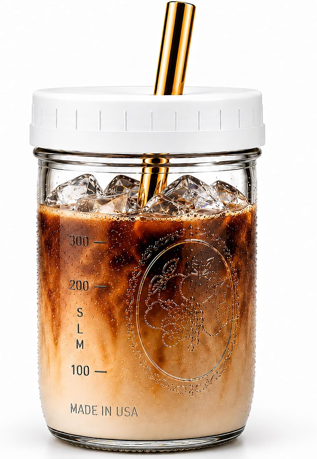 Boba Tea Cups 16 oz (2-Pack) with Wide Stainless Steel Straws – No Clogging, Mason Jar Glass Cups with Lids for Bubble Tea, Smoothies & Iced Coffee