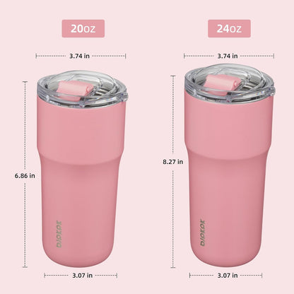 20oz Spill Proof Coffee Tumbler, Insulated Stainless Steel Cup | Double Wall Vacuum, Leakproof Lid, Keeps Hot/Cold/Iced, BPA Free, Dishwasher Safe, Cupholder, Travel, White