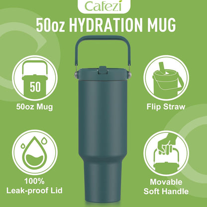 40 oz Insulated Tumbler with Top Handle and Flip Straw