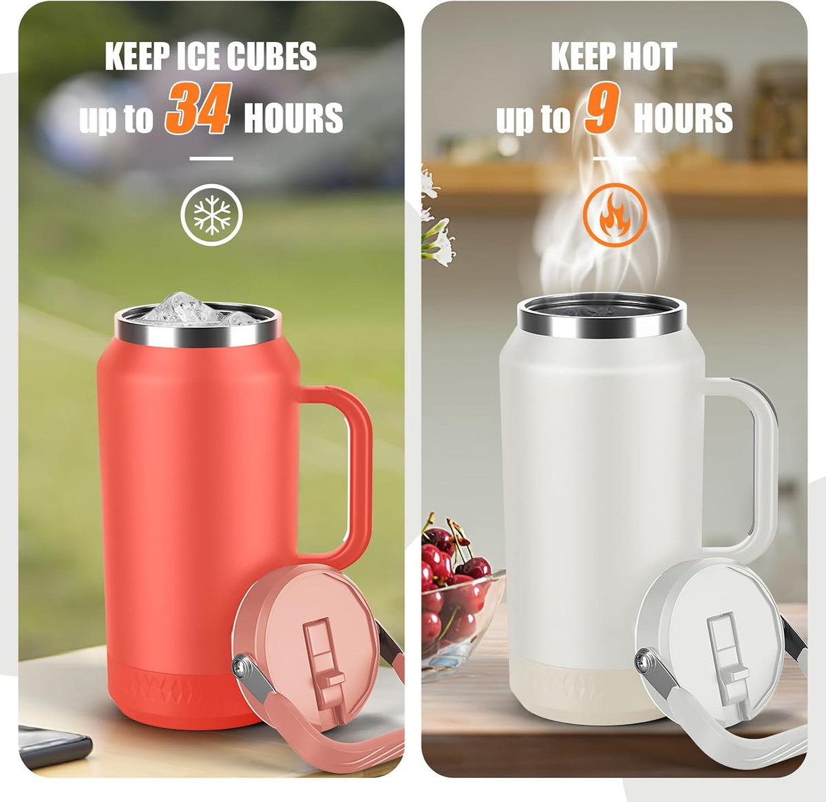 40 oz Insulated Tumbler with Top Handle and Flip Straw