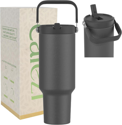 40 oz Insulated Tumbler with Top Handle and Flip Straw