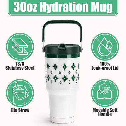 40 oz Insulated Tumbler with Top Handle and Flip Straw